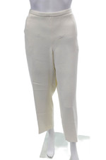 Emporio Armani Womens Textured Lined Zip Wide Loose Leg Pants Cream Size L