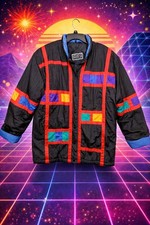 Vtg Spencer Douglas Retro Color Block Quilted Nylon Coat Jacket See Measurement