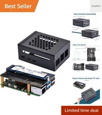 Stylish Black Metal Case + N04 NVMe SSD Adapter for Raspberry Pi 5 - Easy Access