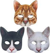 Alodidae 3 PCS Realistic Cat Mask Animal Head Masks Halloween Christmas Novelty