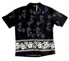 Royal Creations Men  s Shirt Black Floral Tropical Size Large Hawaiian Aloha