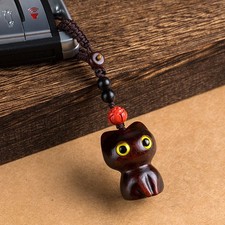 Sandalwood Wooden Cat Keychain Anime Cute Mobile Phone Chain Wooden Pendant