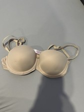 PINK Beige Strapless Bra 32B Solid Padded Und...