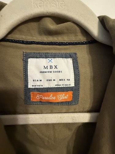 Mbx Paradise Hemd Neu mit Etikett Herren Medium Button Down Kurzarm hellbraun - Bild 2 von 5