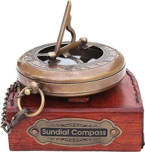 Boussole Vintage En Laiton - Style 100 Ans - Tascabile Avec Étui - Reproduction