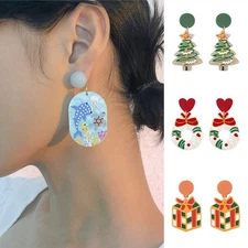 Retro Piercing Color Simple Pendientes Square New Earrings Candy Flower Acrylic