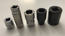 Misc. Lot of 5 Snap On SAE 3/8 and 1/2 Inch Drive Sockets Made In USA Misc. Lot of 5 Snap On SAE 3/8 and 1/2 Inch Drive Sockets Made In USA