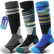 ANTSANG Kids Merino Wool Ski Socks Thermal Warm Thick Winter Boys Girls Teens Fu