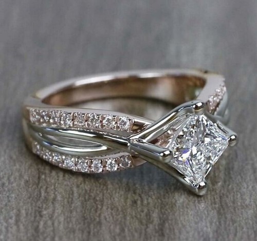 Anillo de compromiso creado en laboratorio de oro blanco de 14 quilates con... - Imagen 4 de 6