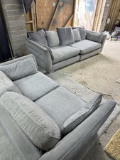 Grey velvet DFS Vivien 3 and 2 seater sofas *free local drop off*
