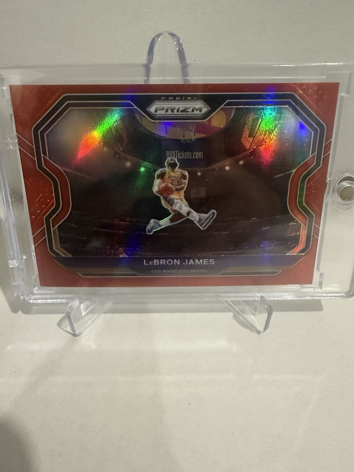 2020-21 Panini Prizm LeBron James #1 Red Prizm /299 Iconic Kobe Tribute Lakers