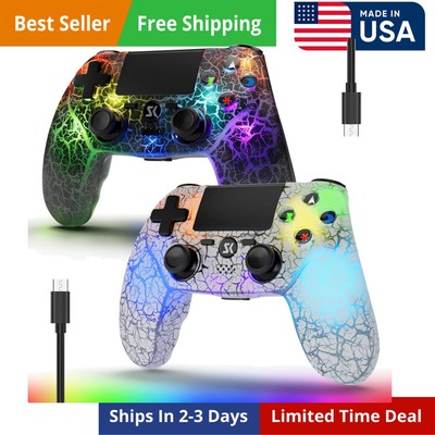 2 Pack Wireless Controller for PS4, LED Backlit Controllers for PS4/Pro/Slim,...