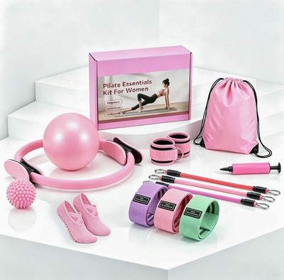 Pilates Kit at Home for Women, Pilates Starter Kit with Ring Ball Bands &