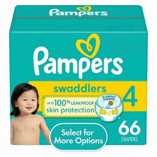 Pampers 66 Pack Swaddlers White Unisex Size 4 Disposable Baby Diapers