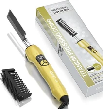 Electric Hot Comb Titanium Anti-Scald Straightening Comb for Wigs, Pressing