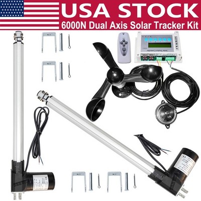 6000N 2X18'' Linear Actuator W/ Anemometer Controller DIY Dual Axis Solar Tracker
