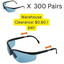 Adjustable Safety Glasses Blue Lens 300 Pairs Z87.1 Anti-Scrath UV Protection