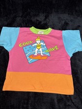 Vintage 90s Health-Tex Kids Shirt Top Cool Wave USA MADE Sz 4