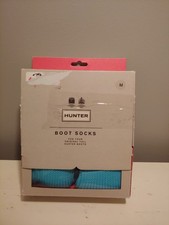 Hunter Original Tall Boot Socks Garter Stitch Cuff Sky Blue Size M New In Box