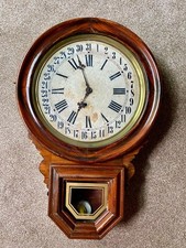 Vtg Dew Drop Calendar Wall Clock E. Ingraham & Company Early 1900s - Works READ!