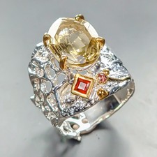 Gemstone ring Natural Lemon Quartz Ring 925 Sterling Silver Size 10.5 /R451330