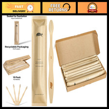 Eco-Friendly Bamboo Toothbrushes with Soft Plant-Based Bristles - 10 Pack, Indiv