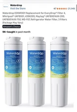 Waterdrop EDR4RXD1 Replacement for EveryDrop® Filter 4, 3 Filters In Pack