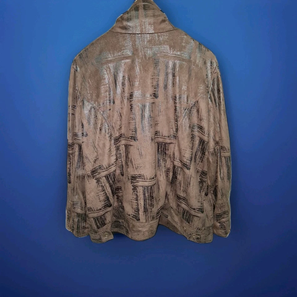 Chaqueta Multiples Para Mujer 1xl Marrón Imitación Cuero Cremallera Completa Frontal Foto 3 de 4