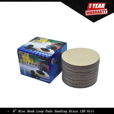 100 Pack 6'' High Quality 180 Grit NO-Hole Hook Loop Pads Sanding Disc Flocking