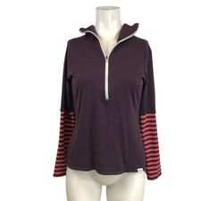 Patagonia Womens Quarter Zip Hoodie Plum Purple Striped Sleeve Pullover XS