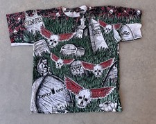 Vintage Hells Angels Shirt Large 90s AOP Memorial Dead Head Grateful Graveyard