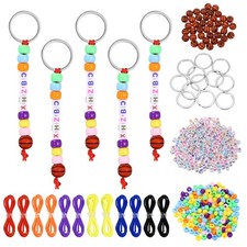Bead Keychain Making Kit Heart Shaped Keyring Bold Color/Basketball  574 Pack