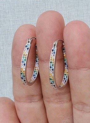 Schicke Disco Ringe aus 925 Sterling Silber, Glitzernde Ohrringe 