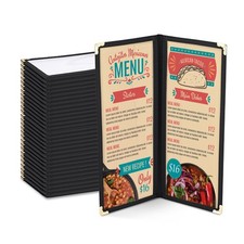 WeChef 30 Pack Restaurant Menu Covers 4.25"x11" Double Fold 2 Pages 4 Views Cafe