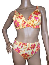 Y2K 2002 Victorias Secret Yellow Pink Floral Bikini Set 36/M