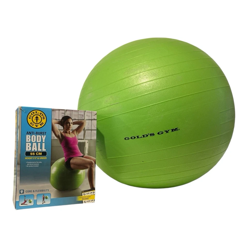 Lote 2 Bolas Corporales Ejercicio Anti-Explosiones Gimnasio Dorado 65 cm y 55 cm Azul y Verde con Bomba Foto 2 de 4