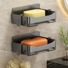 Soap Dish Holder Drain Rack for Bathroom Kitchen Wall-Mounted Soap Storage Case