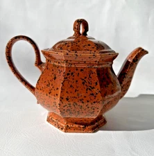 Vintage Georges Briard Orange And Speckled Black Ceramic Pitcher MCM