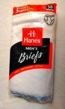 NEW Vintage 1997 Hanes 100 Cotton White Briefs 3-Pack Size 38