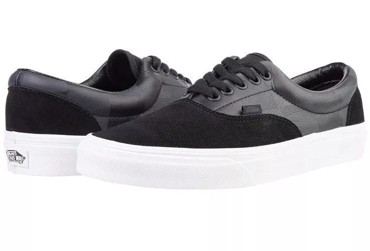 Vans Era Sneakers Leather Suede Checkers Asphalt Black Men 6.5