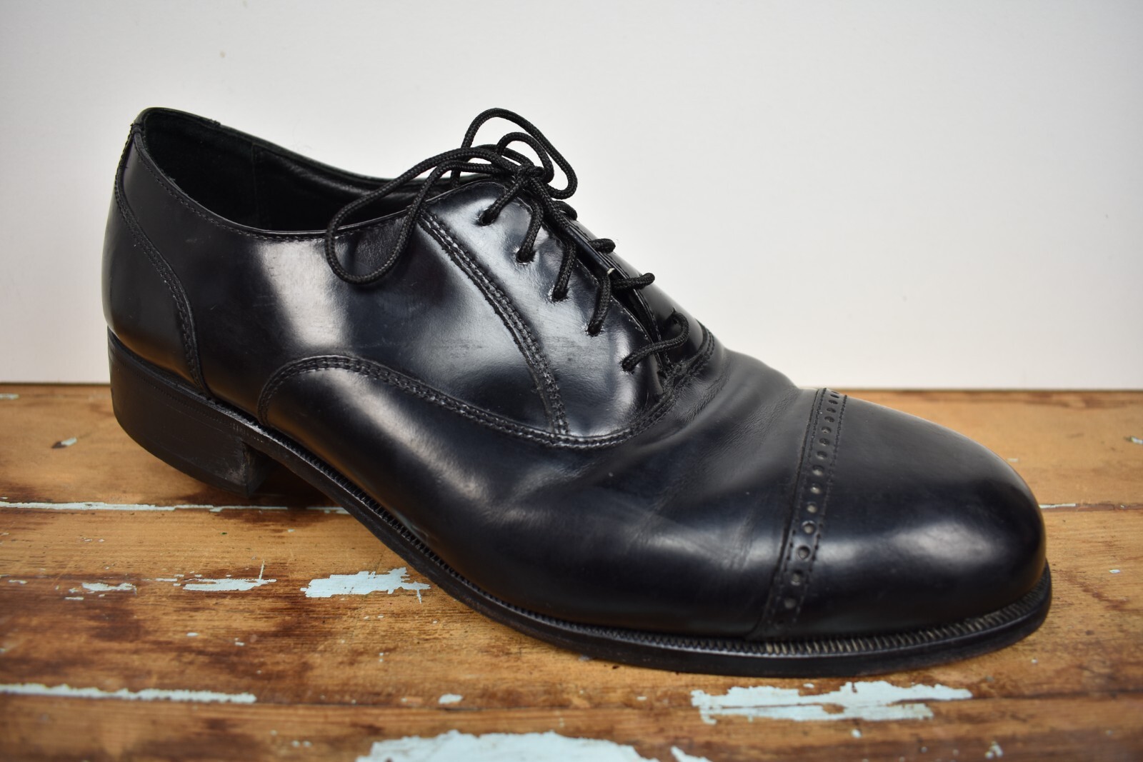 SAOLA Balmoral Florsheim punta a cappuccio in pelle nera tinta unita taglia: 9D