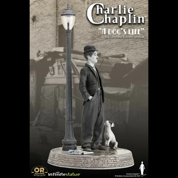 -=] STATUE INFINIE-Charlie Chaplin « A Dog's Life » avec statue légère ancien... - Photo 2/4