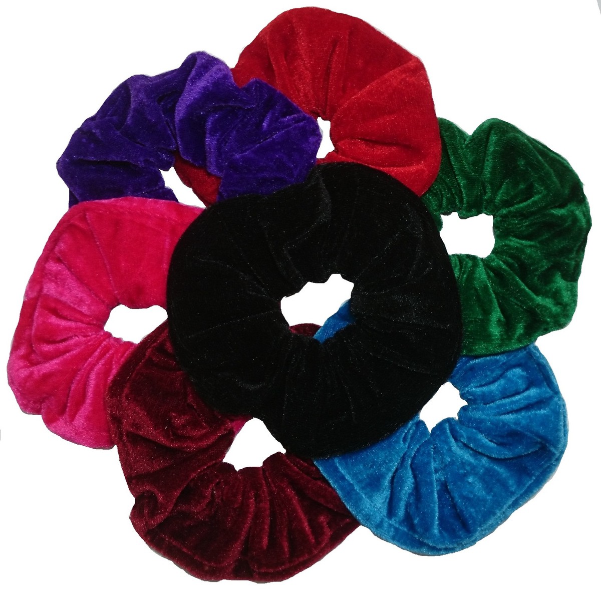 LARGE SET OF 7 VELVET HAIR BAND ELASTIC HAIR BANDS VELVET 