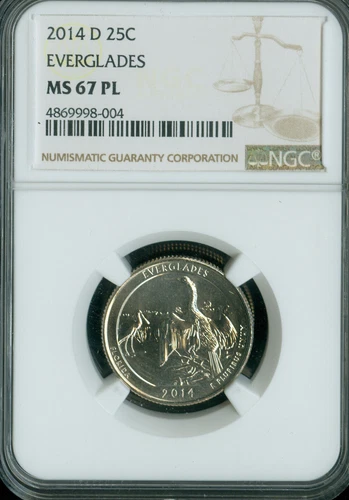 2014 D EVERGLADES QUARTER NGC MS67 PL POP 10   *