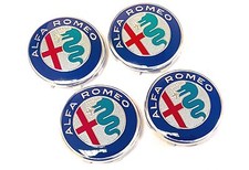 Set Of 4 2016 Official Genuine Alfa Romeo 147 50mm Alloy Wheel Center Caps