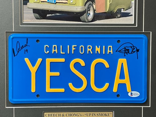 Cheech & Chong Signed "YESCA" Movie Car License Plate Framed Collage BAS Auto - 第 2/7 張圖片