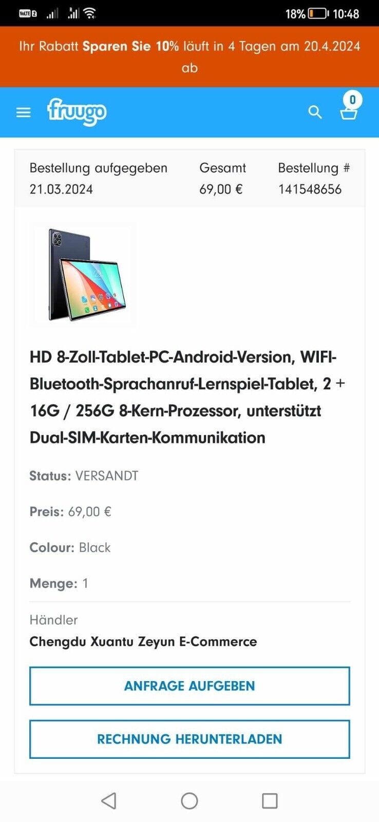 tablet 8 zoll android black SIM