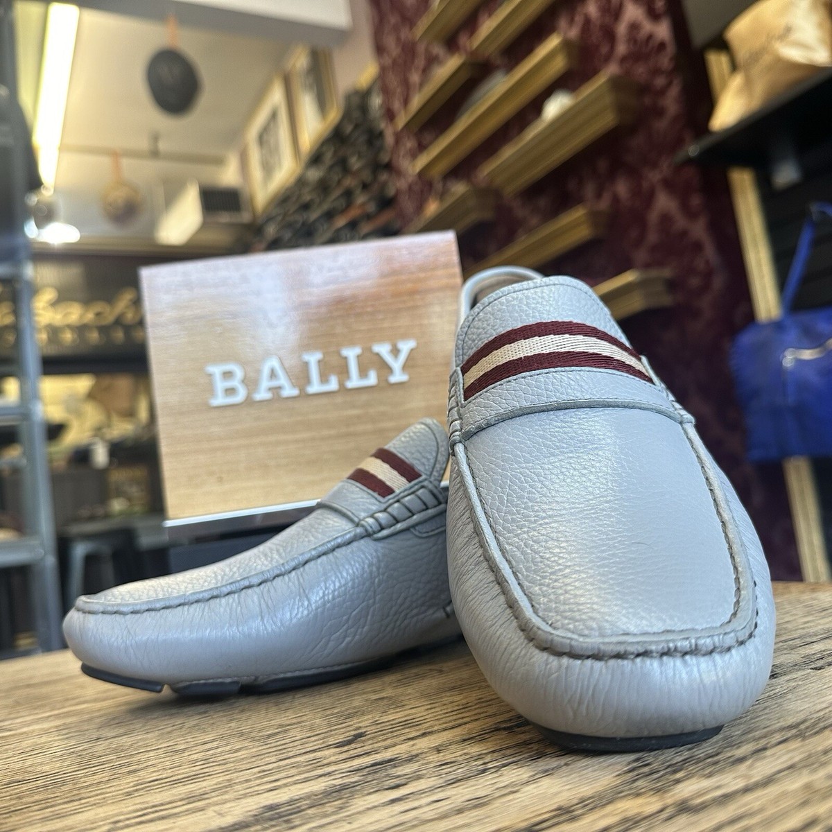 $595 Mens Light Blue Bally Leather Drivers Loafers Shoes Sz  display picture 1
