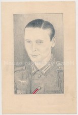 132240, ZEICHNUNG eines Soldaten des Heeres, Kohle oder Bleistift, EK-Band