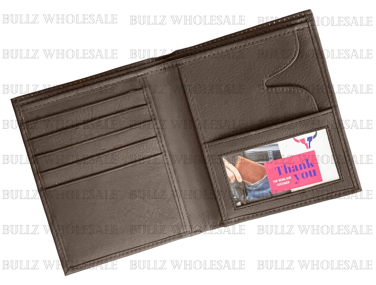 Men's Genuine Cowhide Leather Slim Hipster Bifold Credit Card ID